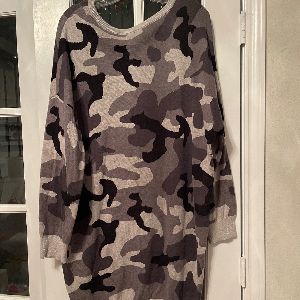 Ny & Co Grey Black Camouflage sweater dress